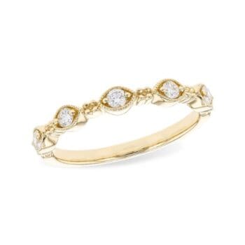 Diamond Milgrain Band with Beaded Accents 14k yellow gold with 5 diamonds