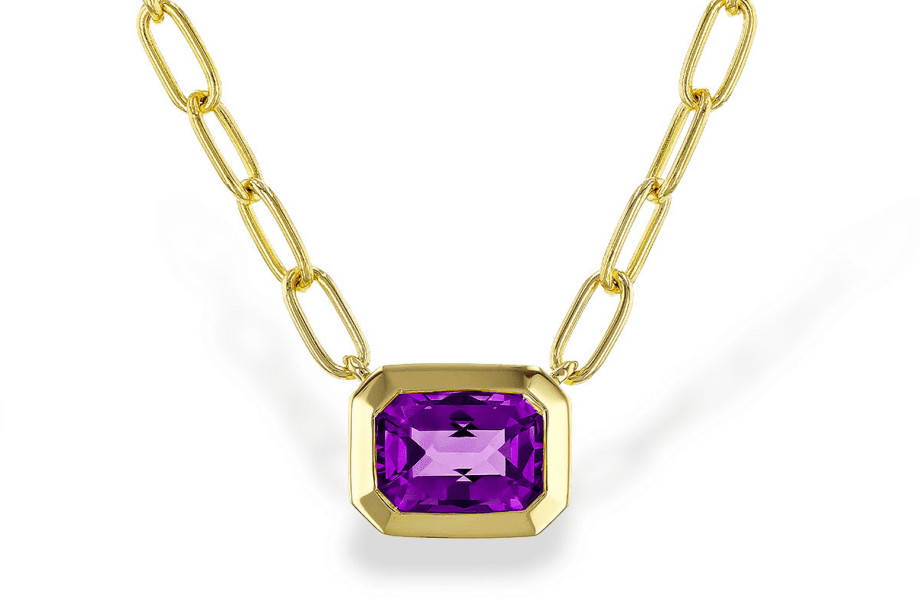 N8703 Rectangular Amethyst Necklace