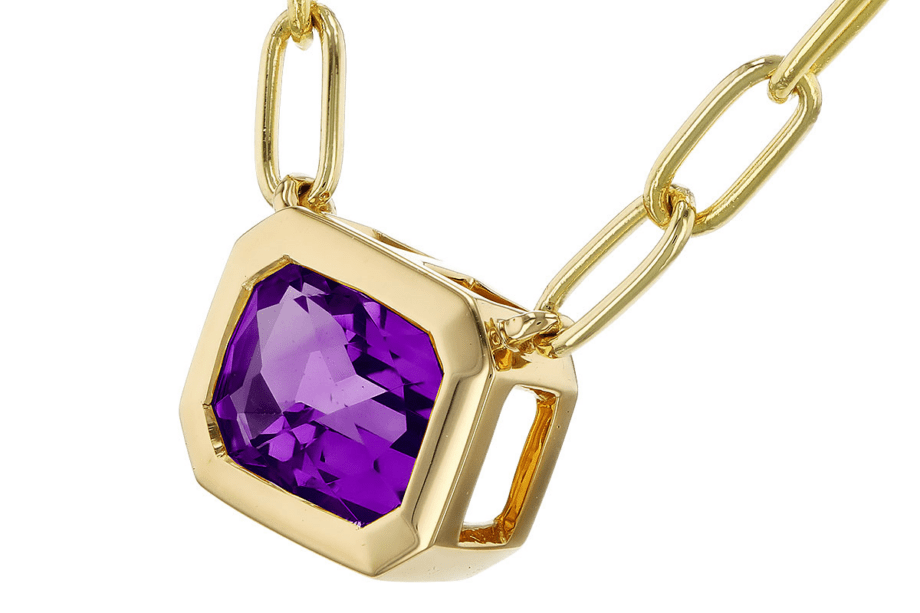 N8703 Rectangular Amethyst Necklace