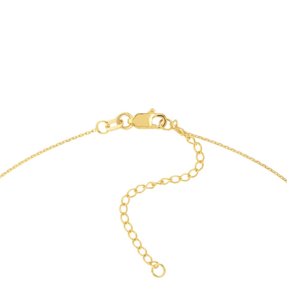 Petite Diamond Cross Necklace 14k yellow gold clasp and extender view