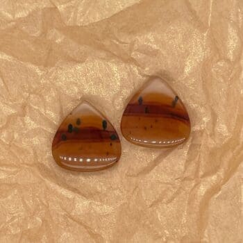 Matched Pair Montana Agate, Pear Shaped Cabochons