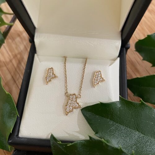 Maine State diamond jewelry set Maine state diamond jewelry