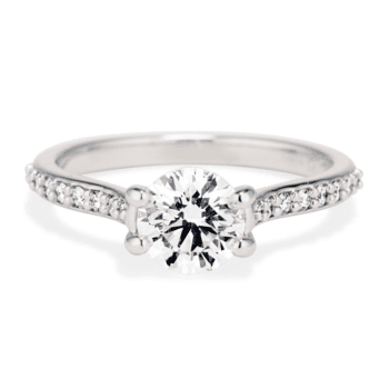 Viisi Round Diamond Engagement Ring in platinum with 1 carat round center diamond and 16 side diamonds