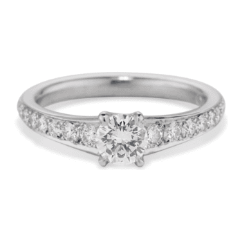 Sandpiper platinum ring with 0.46ct round center diamond and 15 diamonds in prong setting