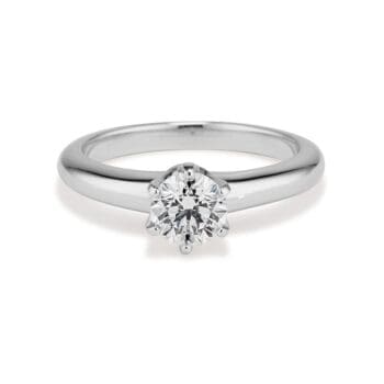 Platinum coronet ring with 0.73 carat round diamond, size 6