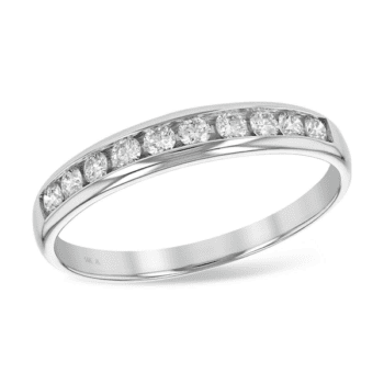 14K white gold ring with round diamonds channel set, size 7