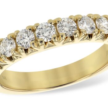 14K Yellow Gold Halfway Diamond Band with Round Diamonds