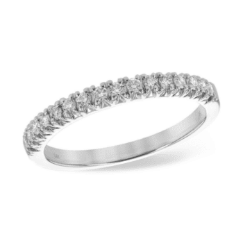 14K white gold half-way round diamond wedding band size 6.75
