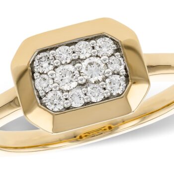 Diamond Pavé East-West Rectangle Ring in 14K Yellow Gold