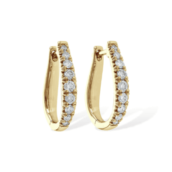 14K yellow gold graduated round diamond huggie hoop earrings
