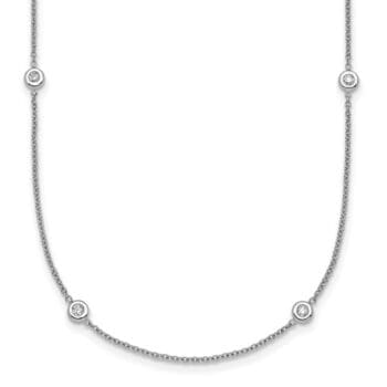 Round diamond by the yard necklace with bezel set diamonds on 18K white gold chain