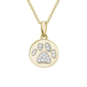 Cable necklace in 14K yellow gold with round bead-set diamonds