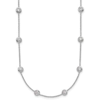 Diamond cable necklace in 18K white gold with round bezel-set diamonds