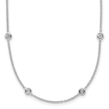 Diamond By the Yard Necklace with bezel-set round diamonds on 18K white gold cable chain