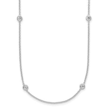 Diamond necklace with round bezel-set gemstones in 18K white gold