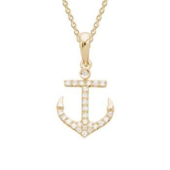 Diamond pendant necklace in 14K yellow gold featuring round gemstones