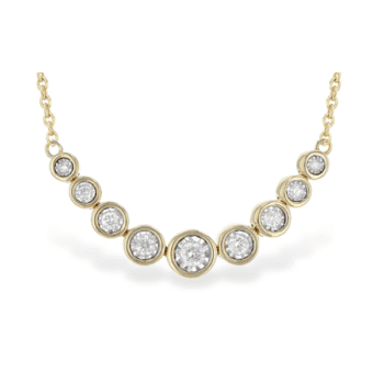 14K two tone gold necklace with 0.25cttw round bead-set diamonds on cable chain