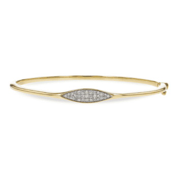 14K yellow gold bangle with round diamonds in pavé setting