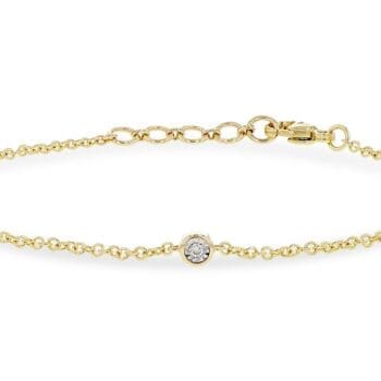 Round diamond station bracelet in 14K two-tone gold, 7.25 inches long