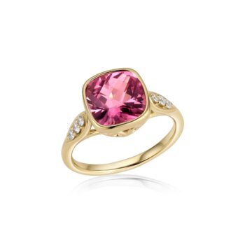 Concerto ring with vibrant tourmaline gemstone set in 14K yellow gold