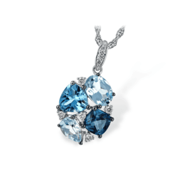 Blue topaz gemstones set in an 18-inch rope necklace of 14K white gold
