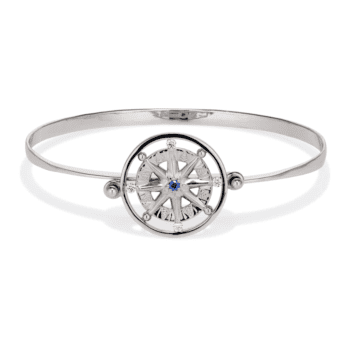 Sapphire and diamond Compass Rose spin bracelet in 14K white gold