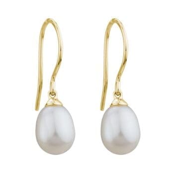 Freshwater pearl drop earrings with 14K yellow gold French wire hooks