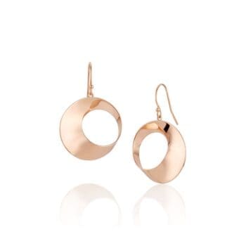 Mobius Twist Earrings in 14K rose gold featuring elegant twists and French wire closure