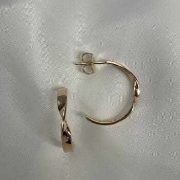 Pair of 14K yellow gold twisted hoop earrings