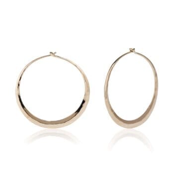 14K yellow gold hammered texture hoop earrings