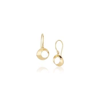 Small Möbius Twist earrings in 14K yellow gold with French wire dangle
