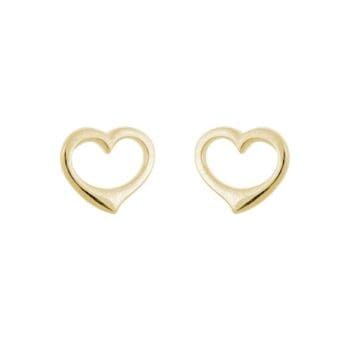 14K yellow gold heart-shaped stud earrings