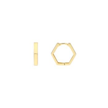 Pair of 14K yellow gold huggie hoop earrings with smooth polished finish