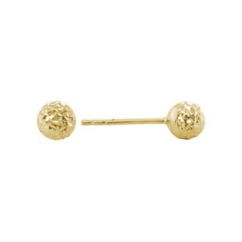 Pair of 14K yellow gold hammered hollow disco ball stud earrings