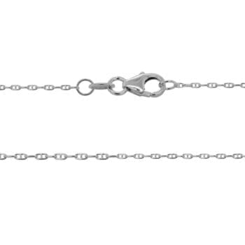 14K white gold anchor chain necklace, 18 inches