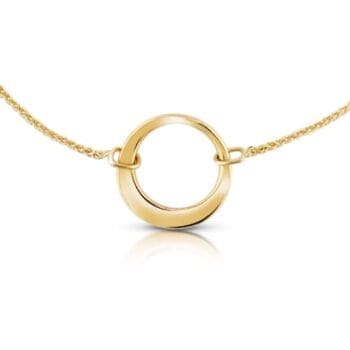 14K yellow gold necklace with hand-forged wheat ring pendant on a 17-inch chain