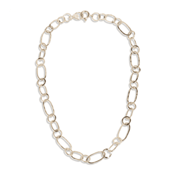 17-inch Multi Link Gold Necklace with small hand-fabricated oval and round links in 14K yellow gold