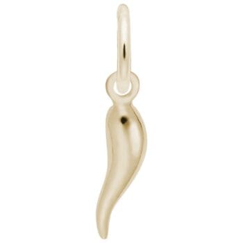 Italian horn charm in warm 14K yellow gold, three-dimensional design