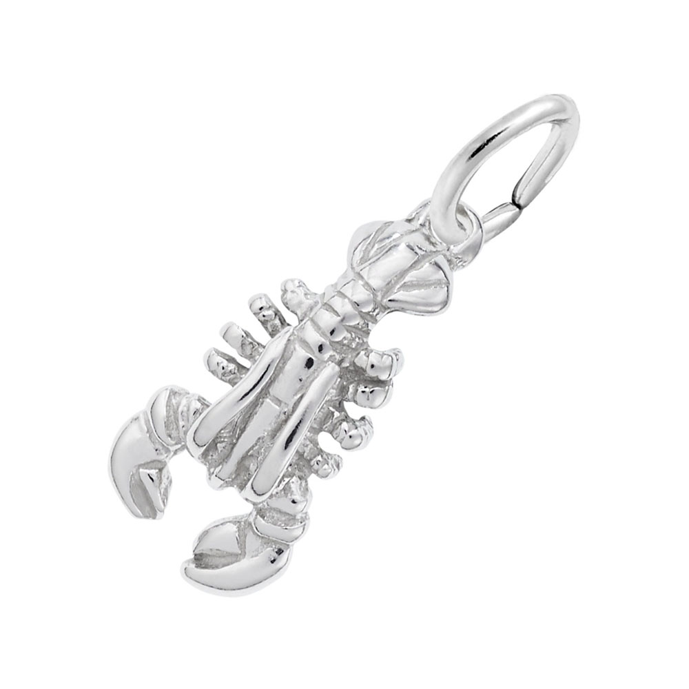 Small lobster-shaped charm in polished sterling silver