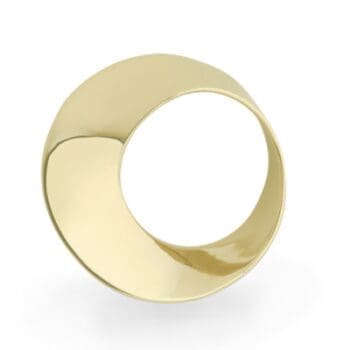 Mobius necklace pendant crafted in 14K yellow gold with a twisting mobius loop design