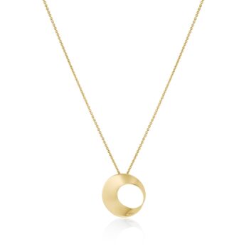 Mobius Pendant crafted in polished 14K yellow gold with twisted continuous loop design