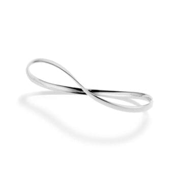 Mobius Twist Bangle Bracelet in 14K White Gold showing smooth twisted design
