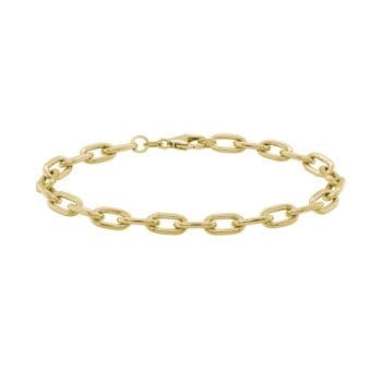 Oval link bracelet in 14K yellow gold with a 6.75 carat center gem
