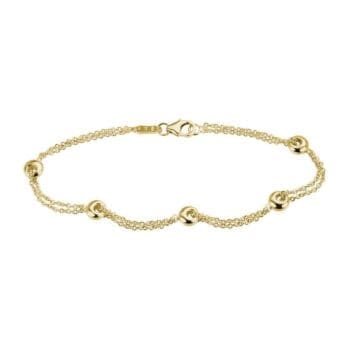 Double Cable bracelet in 14K yellow gold measuring 7.25 inches