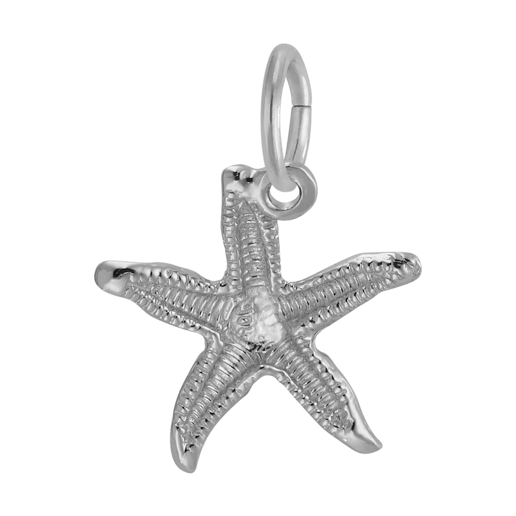 Sterling silver starfish charm featuring detailed textured surface