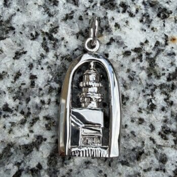 Sterling silver charm depicting the Two Lights Lighthouse