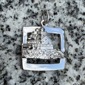 Sterling silver charm featuring Rockland Breakwater Lighthouse design