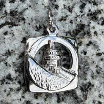 Detailed sterling silver Owls Head Lighthouse charm