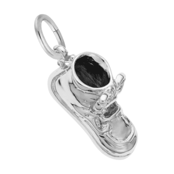 Sterling silver baby shoe charm in delicate miniature design