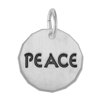 Sterling silver diamond-shaped peace charm tag pendant